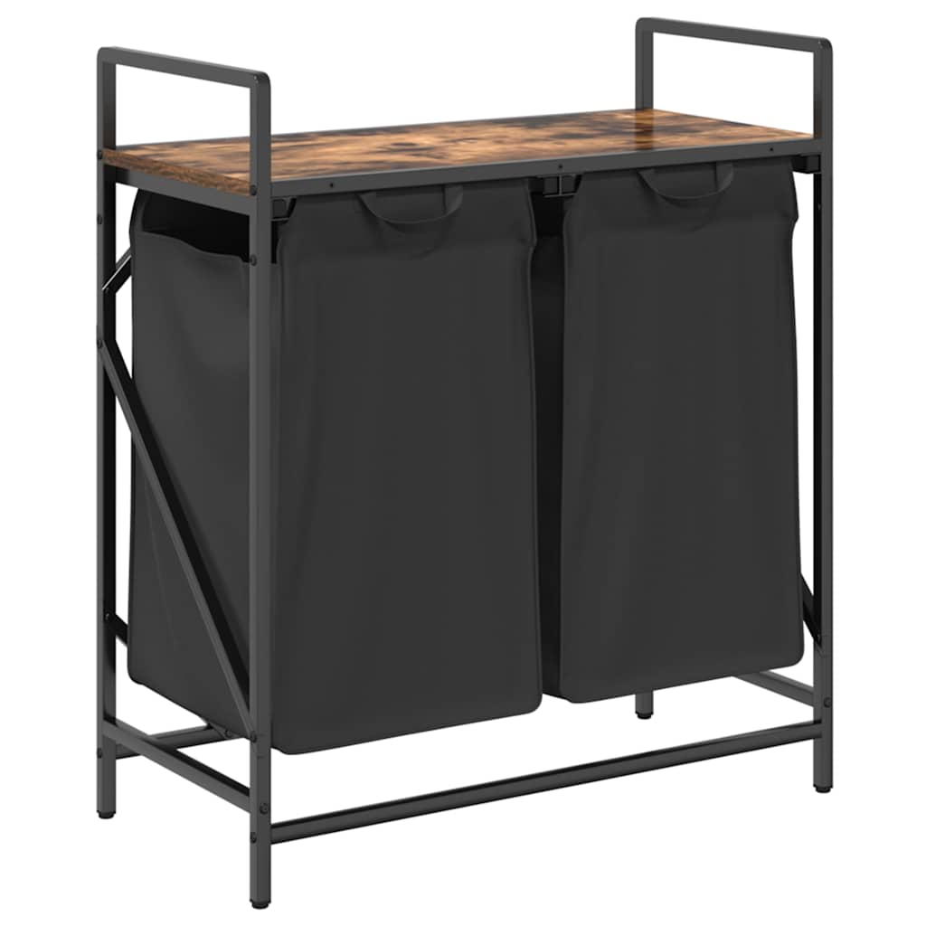 Vidaxx panier à linge 2 compartiments avec étagère, chêne fumé
