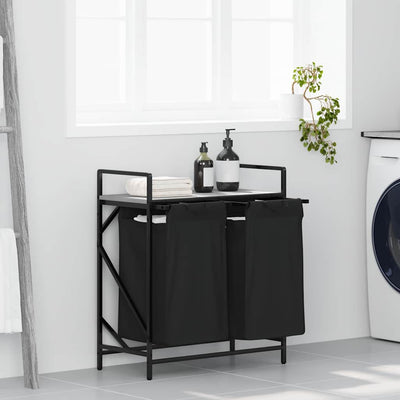 Vidaxl panier à linge 2 compartiments avec étagère chêne sonoma gris