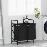 Vidaxl panier à linge 2 compartiments avec étagère chêne sonoma gris - afbeelding 1