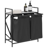 Vidaxl panier à linge 2 compartiments avec étagère chêne sonoma gris - afbeelding 3