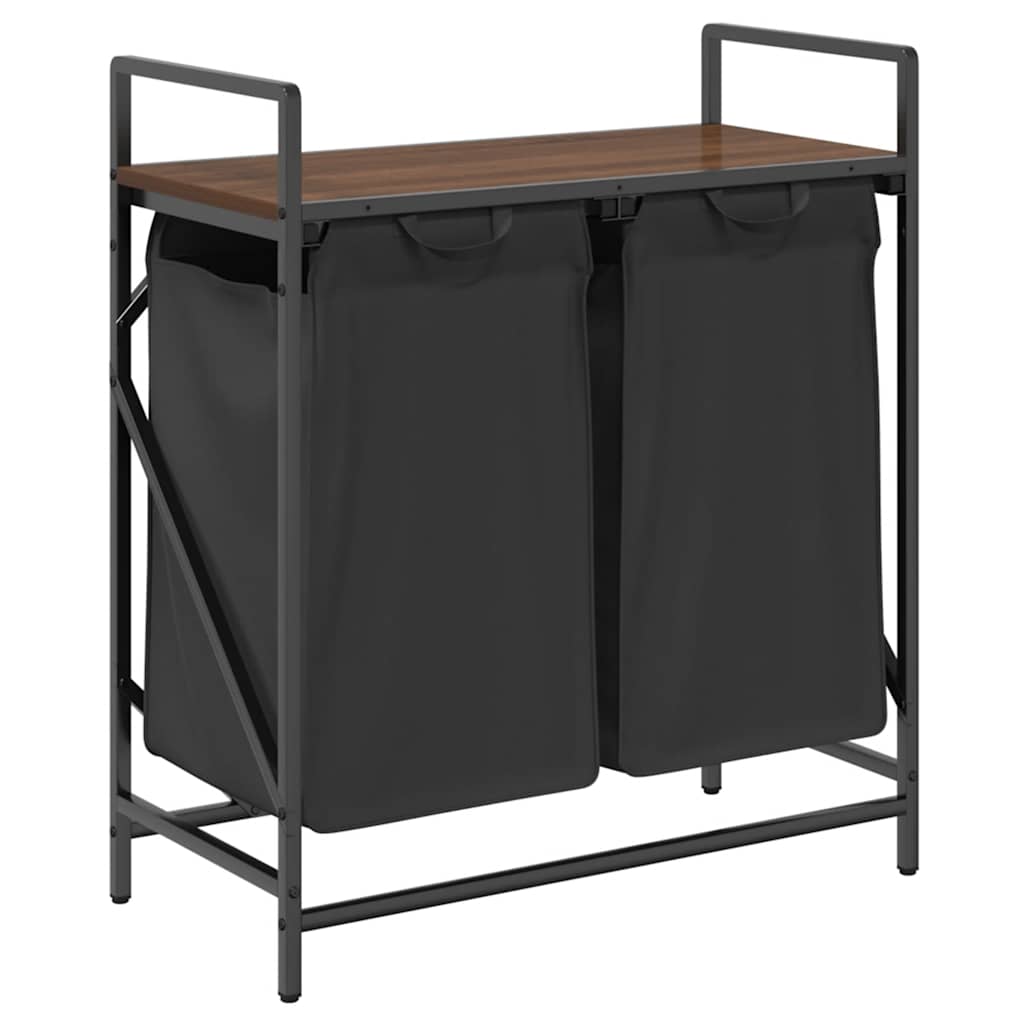Vidaxx panier à linge 2 compartiments avec étagère chêne marron