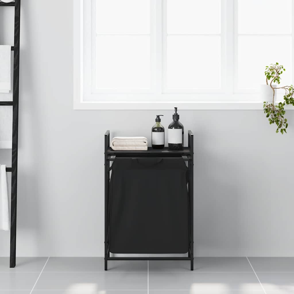 Vidaxx panier à linge 1 compartiment avec étagère chêne noir