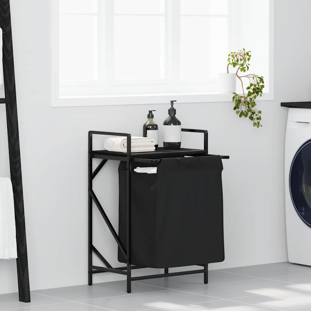 Vidaxx panier à linge 1 compartiment avec étagère chêne noir