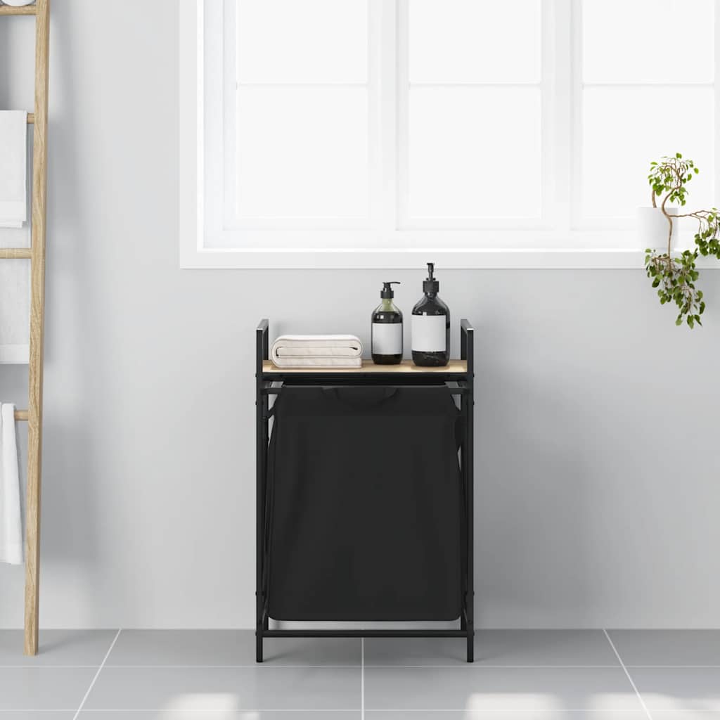 Vidaxl panier à linge 1 compartiment avec étagère couleur chêne sonoma