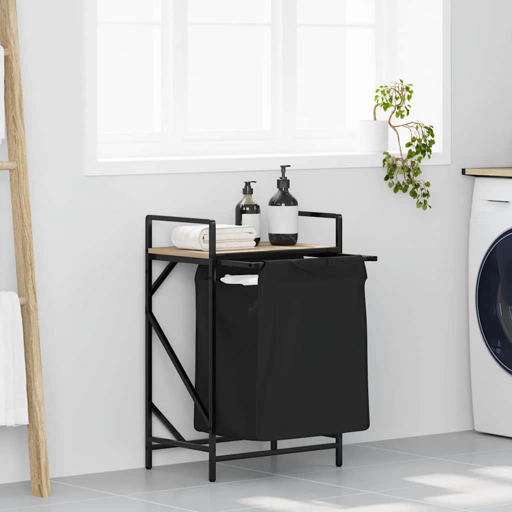 Vidaxl panier à linge 1 compartiment avec étagère couleur chêne sonoma