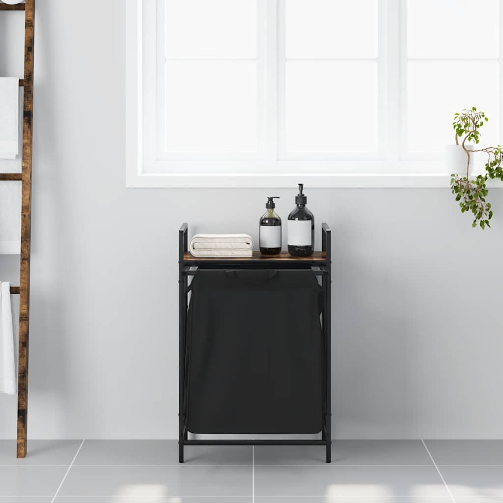 Vidaxx panier à linge 1 compartiment avec étagère, chêne fumé
