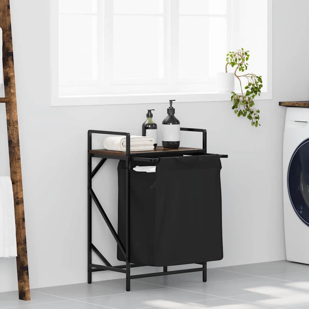 Vidaxx panier à linge 1 compartiment avec étagère, chêne fumé