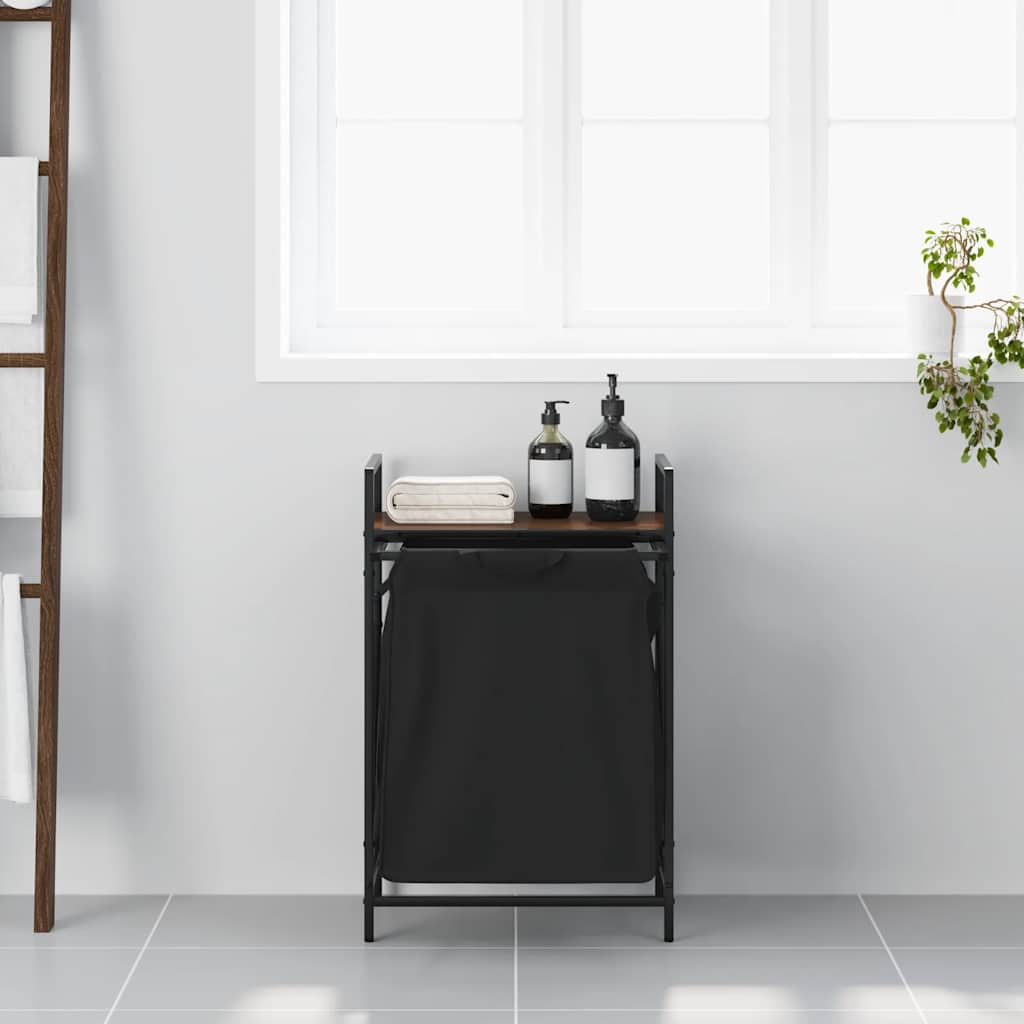 Vidaxx panier à linge 1 compartiment avec étagère chêne marron