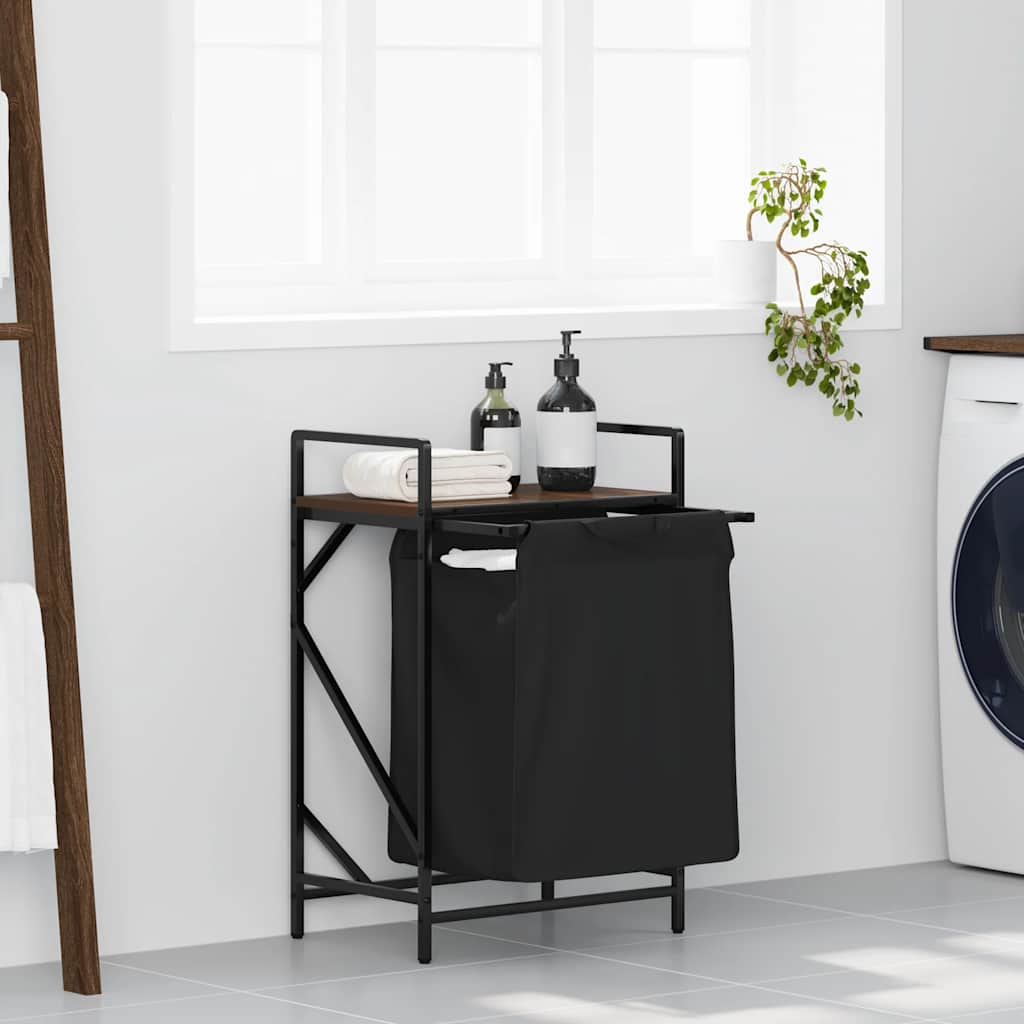 Vidaxx panier à linge 1 compartiment avec étagère chêne marron