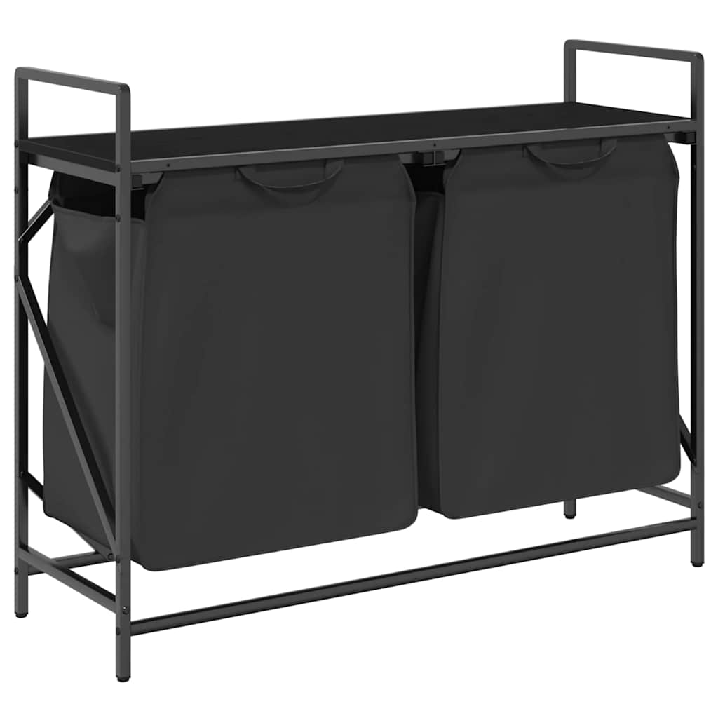 Vidaxx panier à linge 2 compartiments avec étagère chêne noir