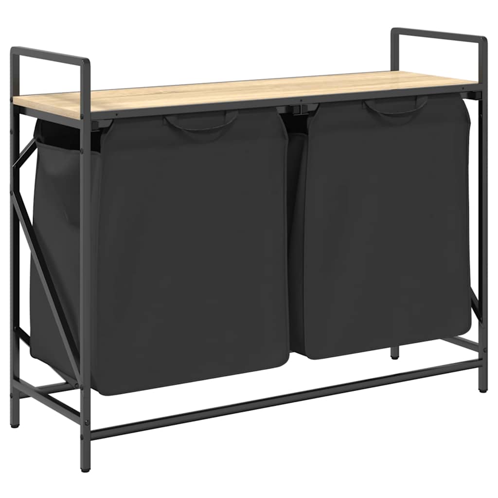 Vidaxl panier à linge 2 compartiments avec étagère couleur chêne sonoma