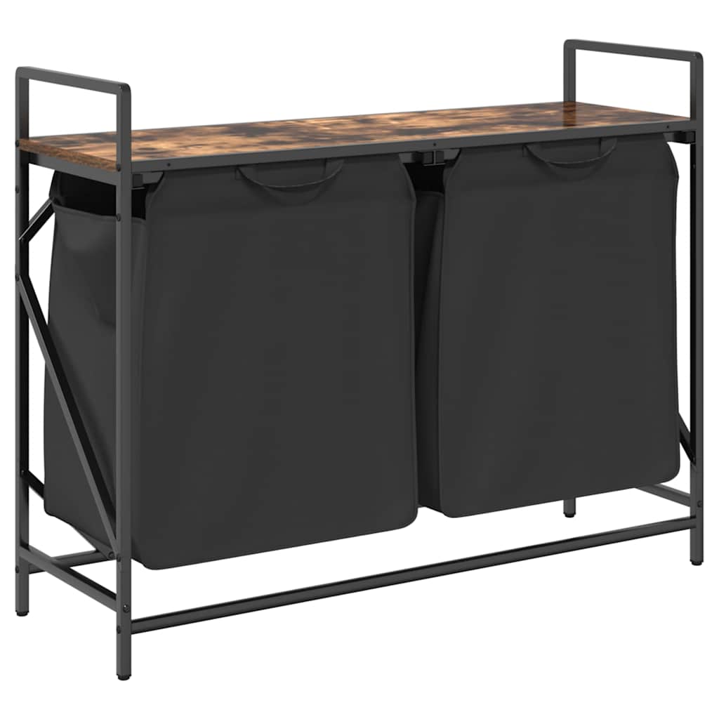 Vidaxx panier à linge 2 compartiments avec étagère, chêne fumé
