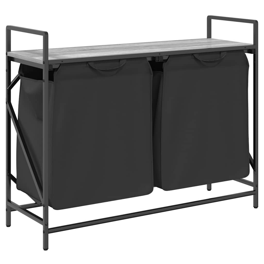 Vidaxl panier à linge 2 compartiments avec étagère chêne sonoma gris