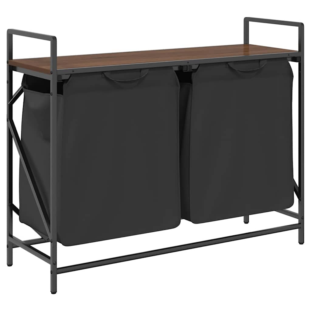 Vidaxx panier à linge 2 compartiments avec étagère chêne marron