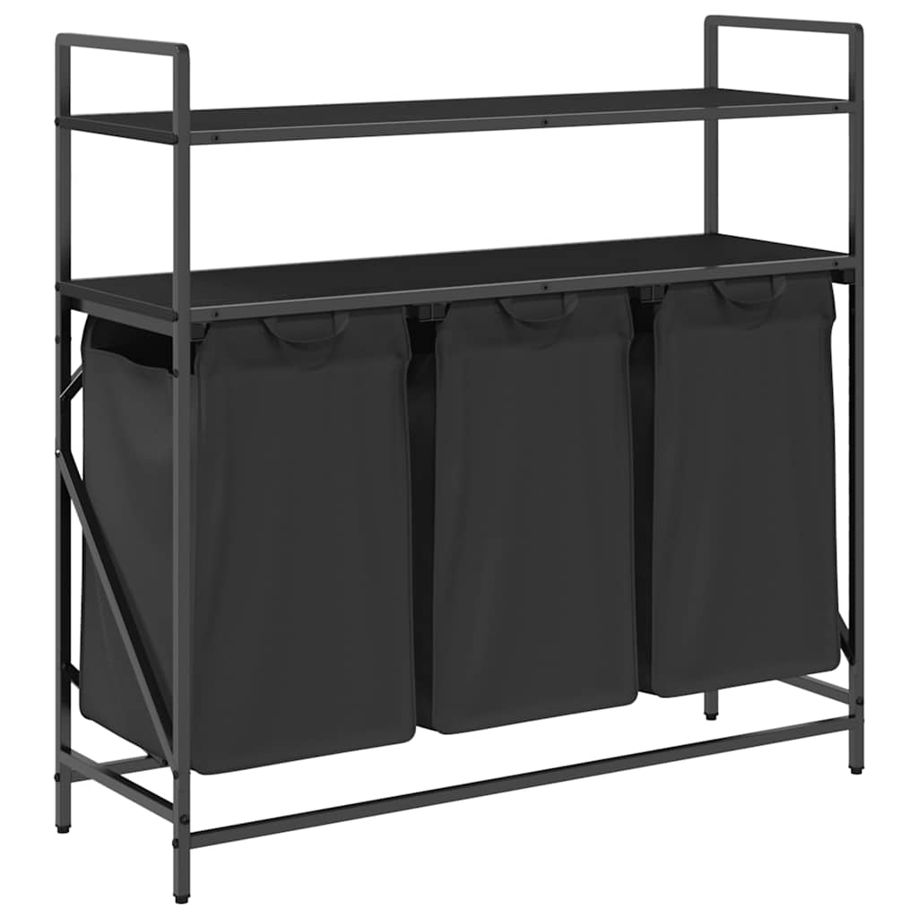 Vidaxx panier à linge 3 compartiments avec étagères chêne noir