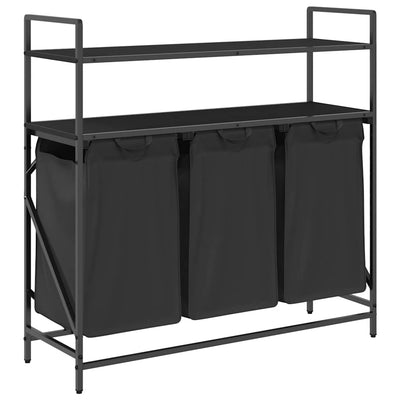 Vidaxx panier à linge 3 compartiments avec étagères chêne noir