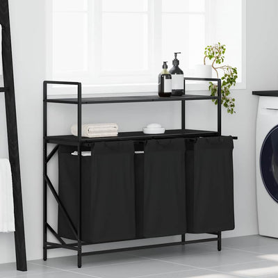 Vidaxx panier à linge 3 compartiments avec étagères chêne noir