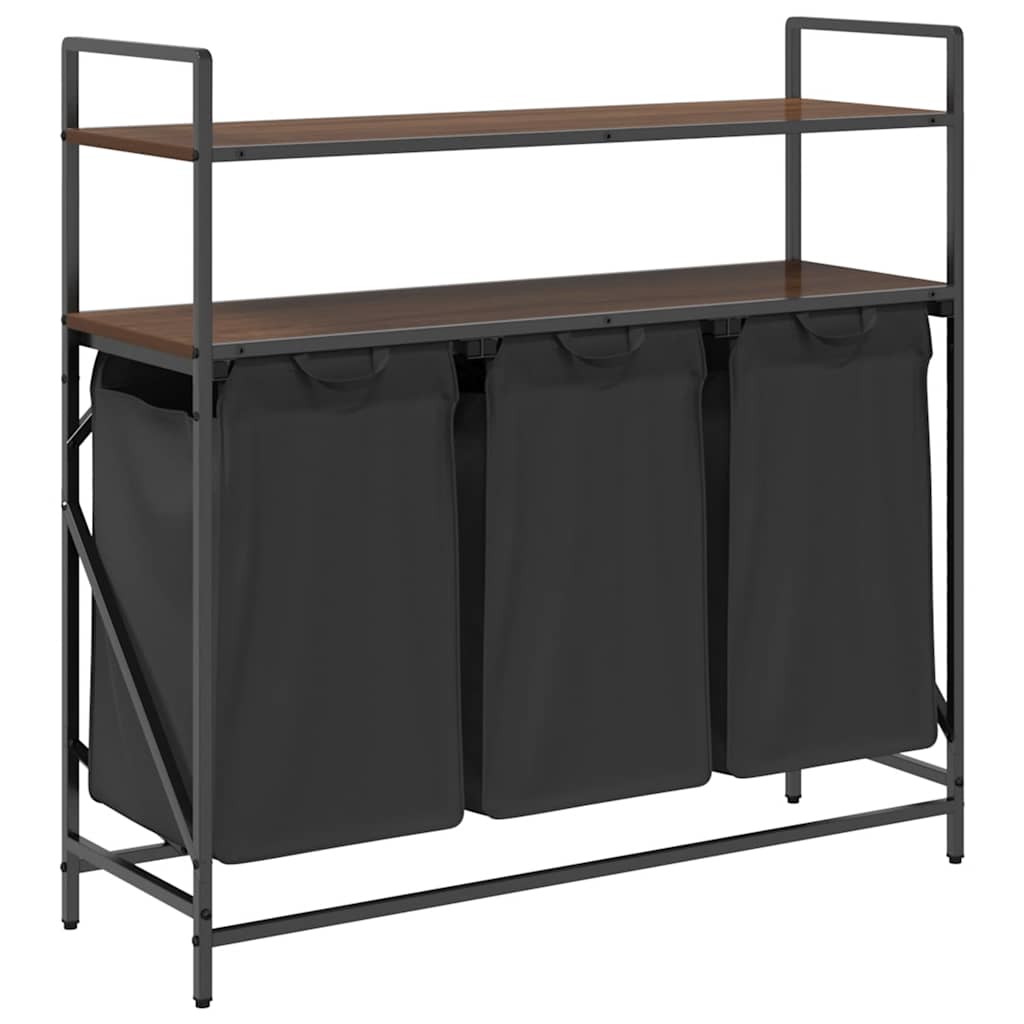 Vidaxx panier à linge 3 compartiments avec étagères, chêne brun