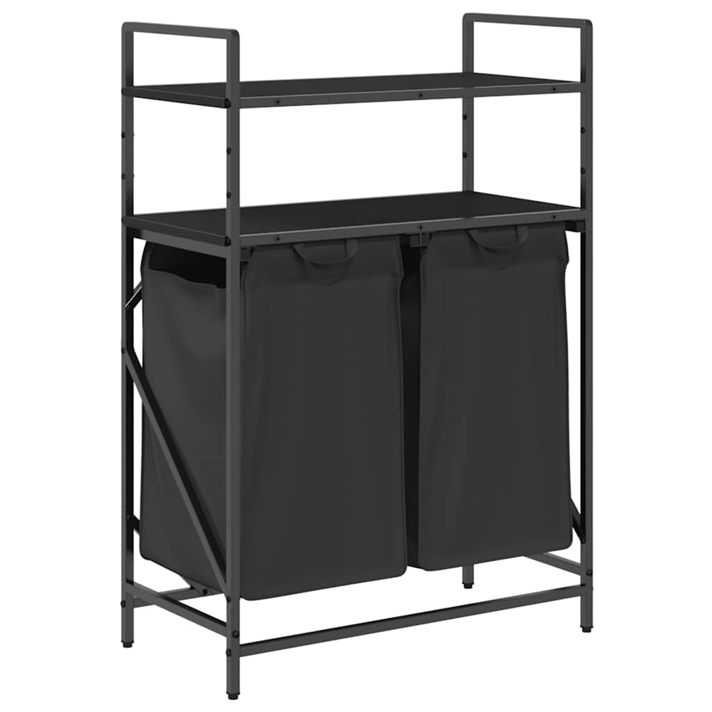 Vidaxx panier à linge 2 compartiments avec étagères chêne noir