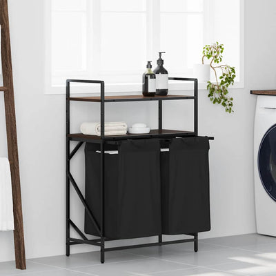 Vidaxx panier à linge 2 compartiments avec étagères, chêne brun