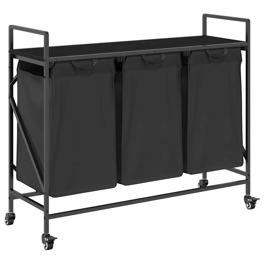 Vidaxx panier à linge 3 compartiments avec étagères chêne noir