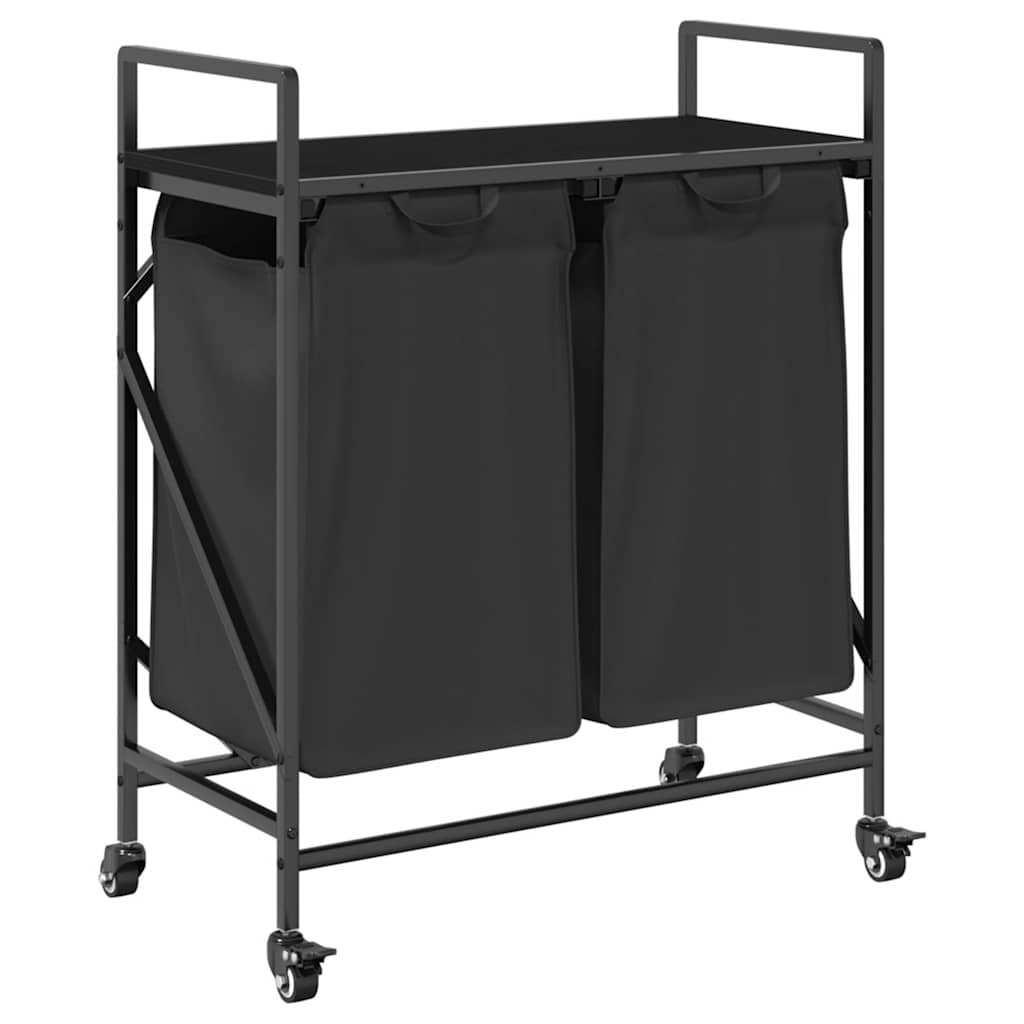 Vidaxx panier à linge 2 compartiments avec étagères chêne noir