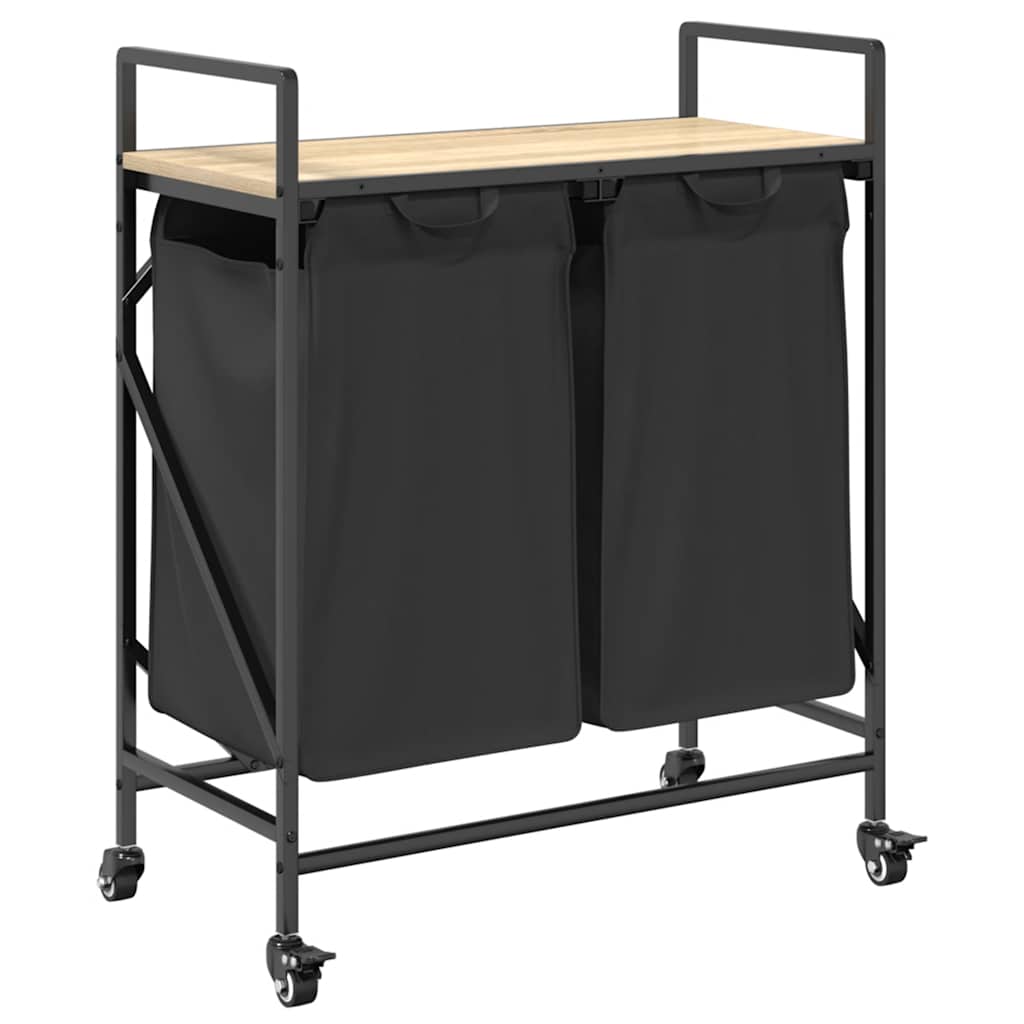Vidaxl panier à linge 2 compartiments avec étagères couleur chêne sonoma