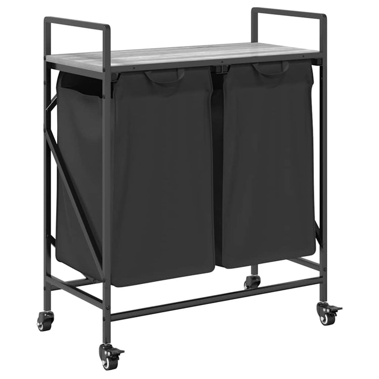 Vidaxl panier à linge 2 compartiments avec étagères chêne sonoma gris