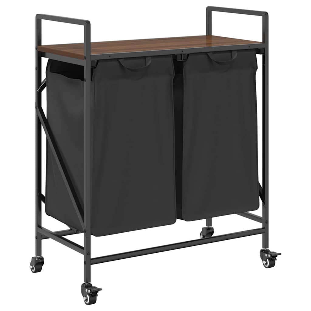 Vidaxx panier à linge 2 compartiments avec étagères, chêne brun