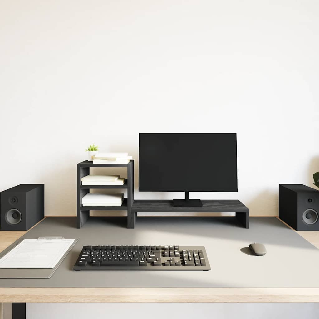 Vidaxxl support pour écran avec organiseur de bureau, chêne noir