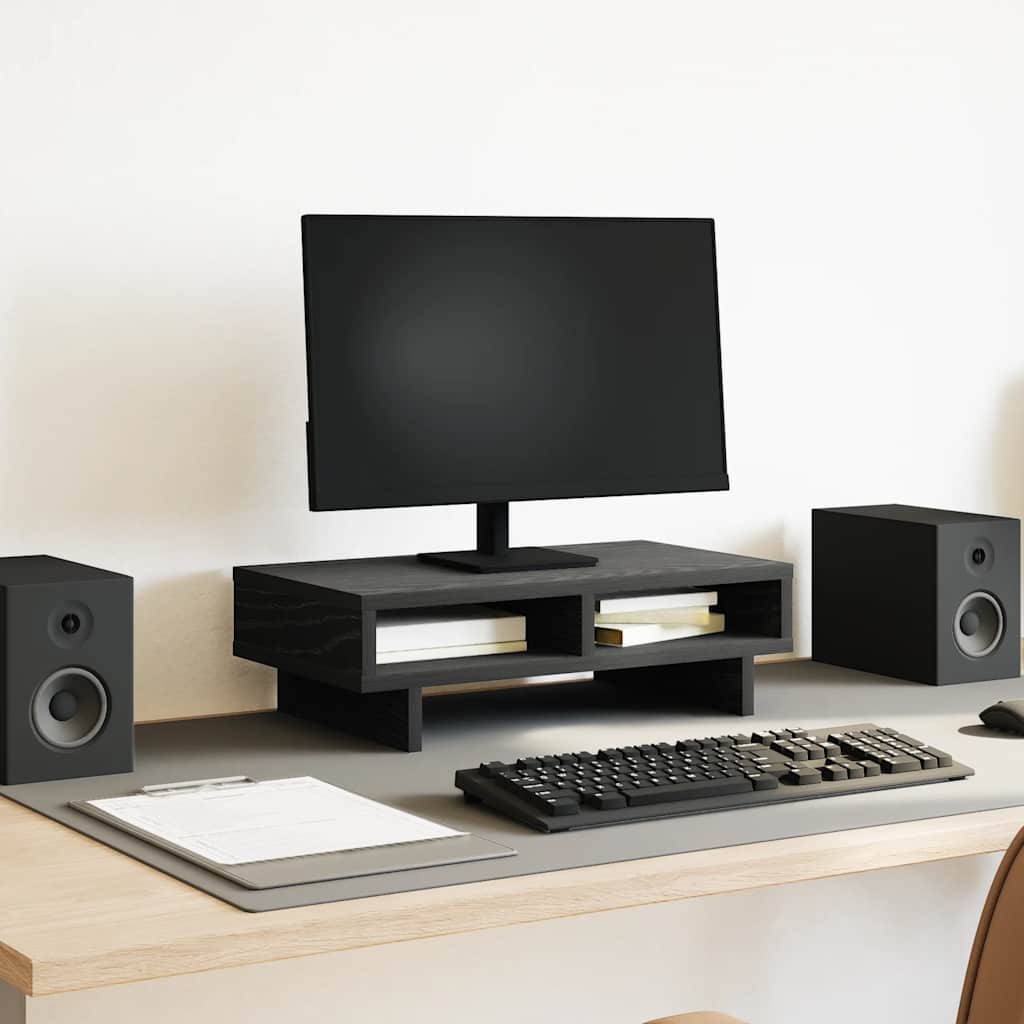 VidaXL support pour moniteur chêne noir 50x27x15 cm bois d'ingénierie