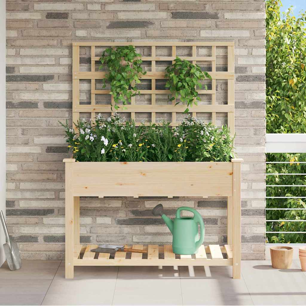 Vidaxxl pot de fleur de jardin beige 115 x 60,5 x 153 cm bois de pin massif