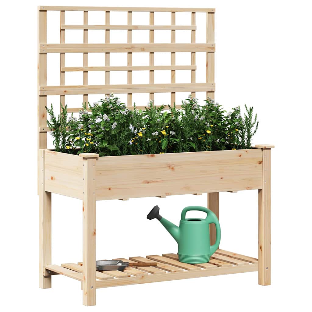 Vidaxxl pot de fleur de jardin beige 115 x 60,5 x 153 cm bois de pin massif