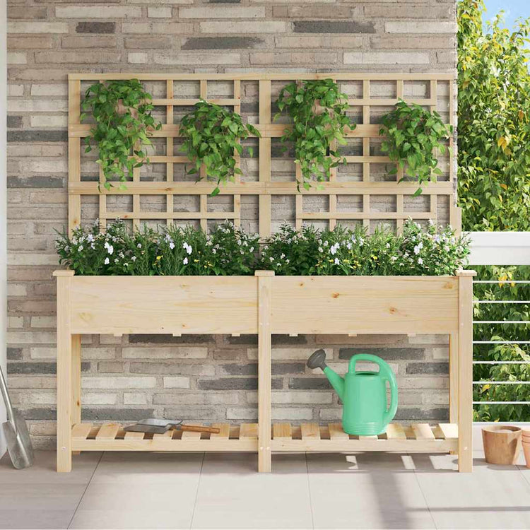 Vidaxxl pot de fleur de jardin beige 161 x 46 x 152,5 cm bois de pin massif