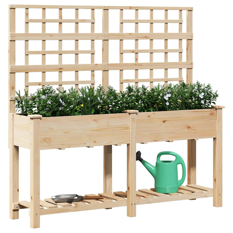 Vidaxxl pot de fleur de jardin beige 161 x 46 x 152,5 cm bois de pin massif
