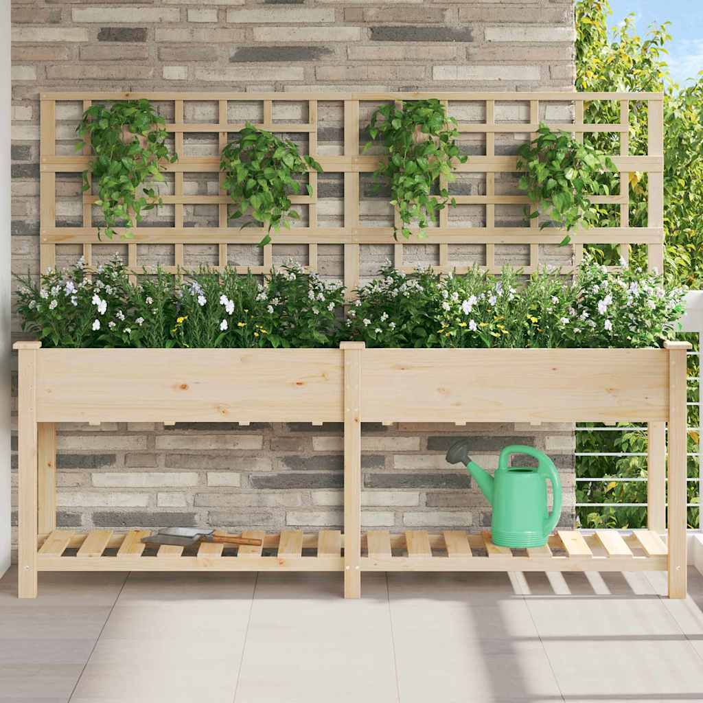 Vidaxxl pot de fleur de jardin beige 203,5 x 54 x 152,5 cm bois de pin massif
