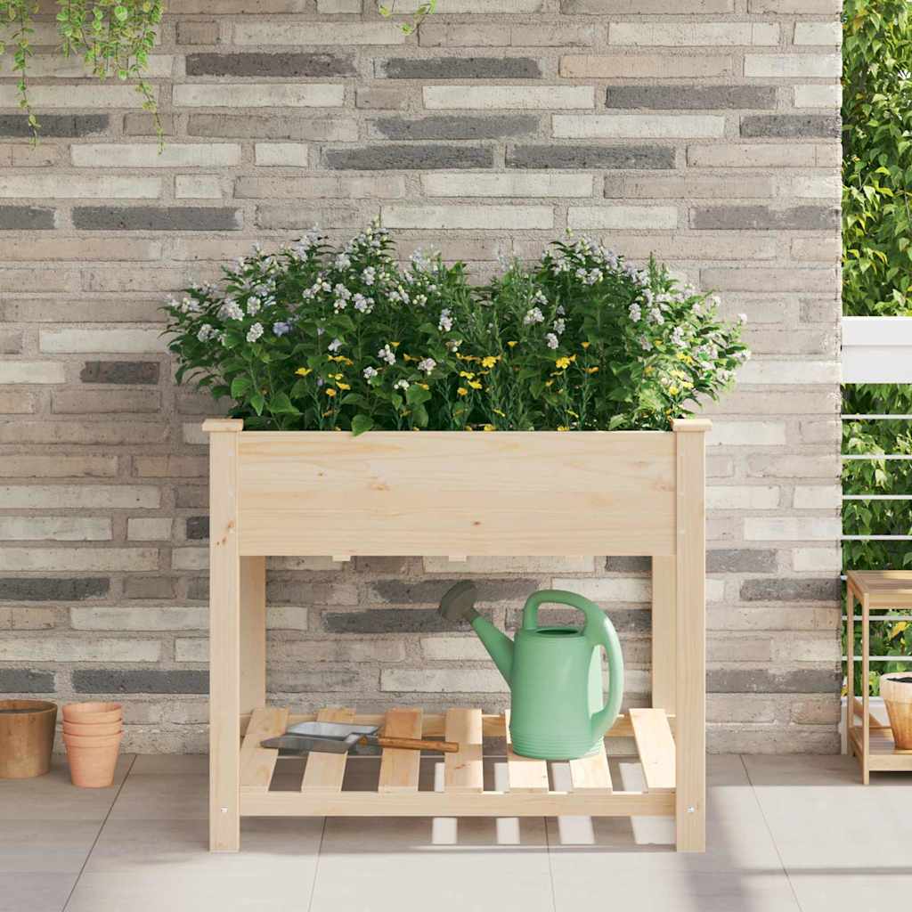Vidaxxl pot de fleur de jardin beige 90 x 90 x 76,5 cm bois de pin massif