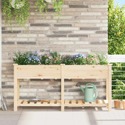Vidaxl pot de fleur de jardin beige 161,5 x 45 x 76,5 cm bois de pin massif