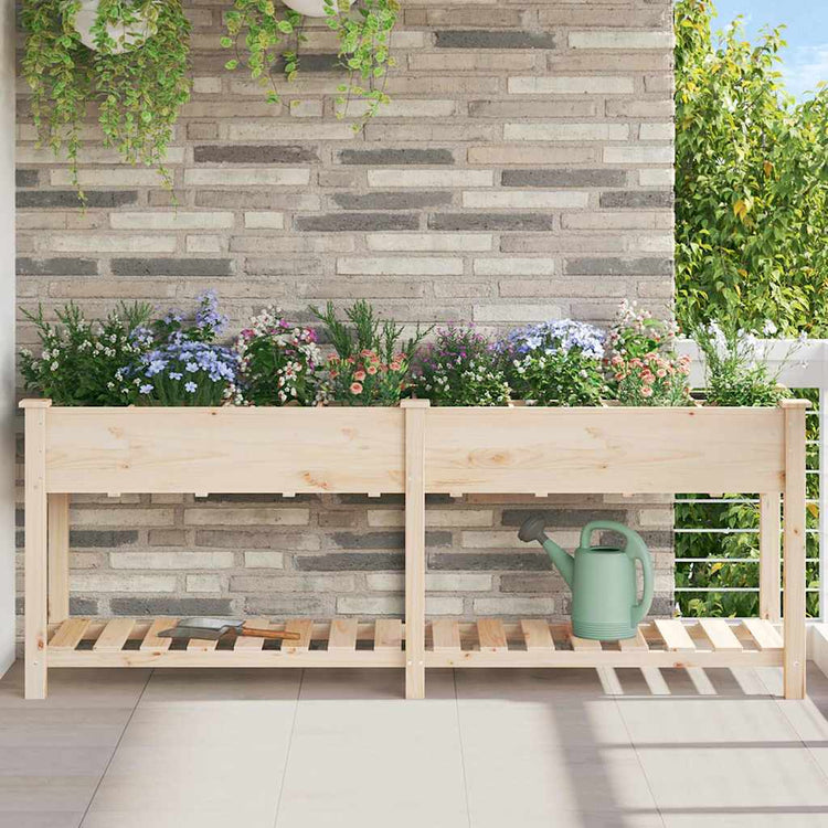Vidaxxl pot de fleur de jardin beige 203,5 x 53 x 76,5 cm bois de pin massif