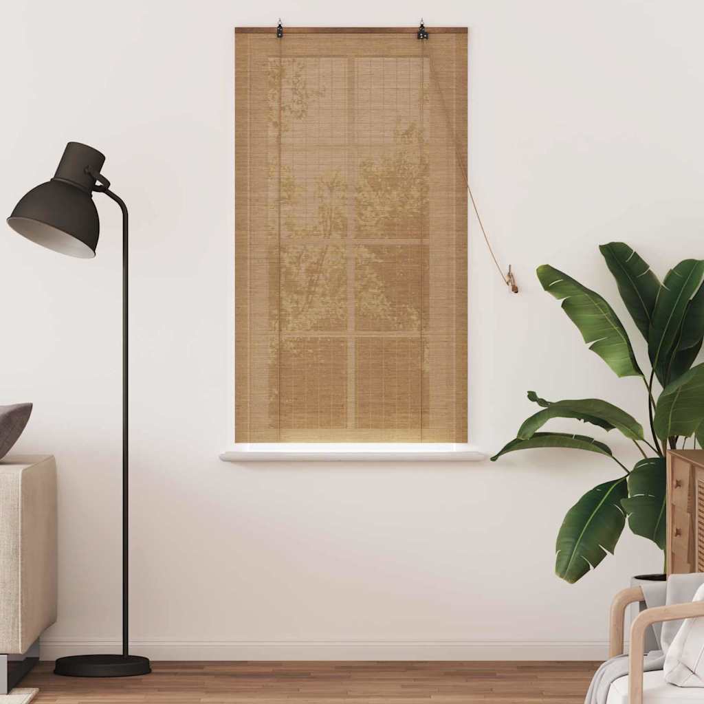 VidaXL store enrouleur avec rideaux marron 80 x 160 cm bambou
