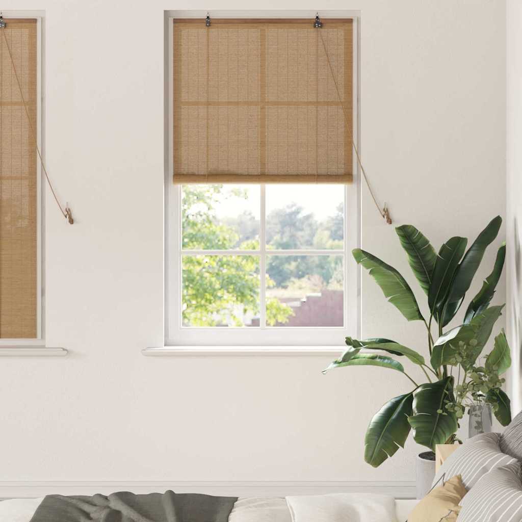 VidaXL store enrouleur avec rideaux marron 90 x 160 cm bambou