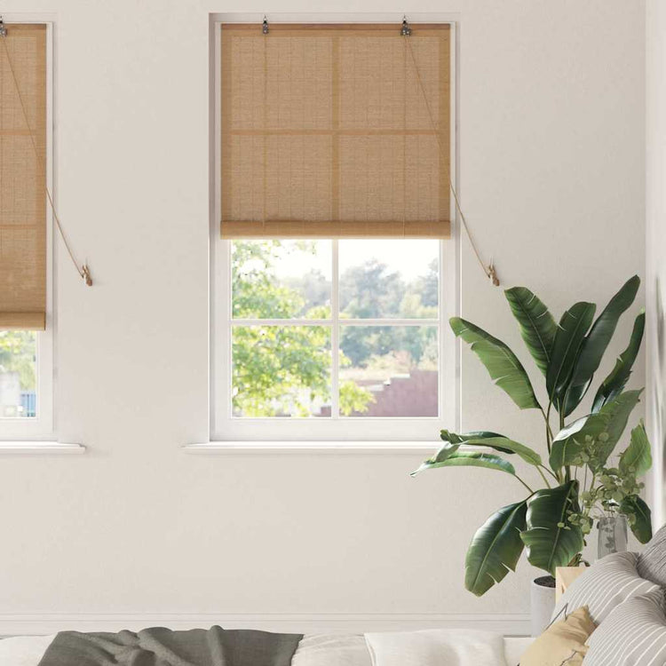 VidaXL store enrouleur avec rideaux marron 90 x 220 cm bambou