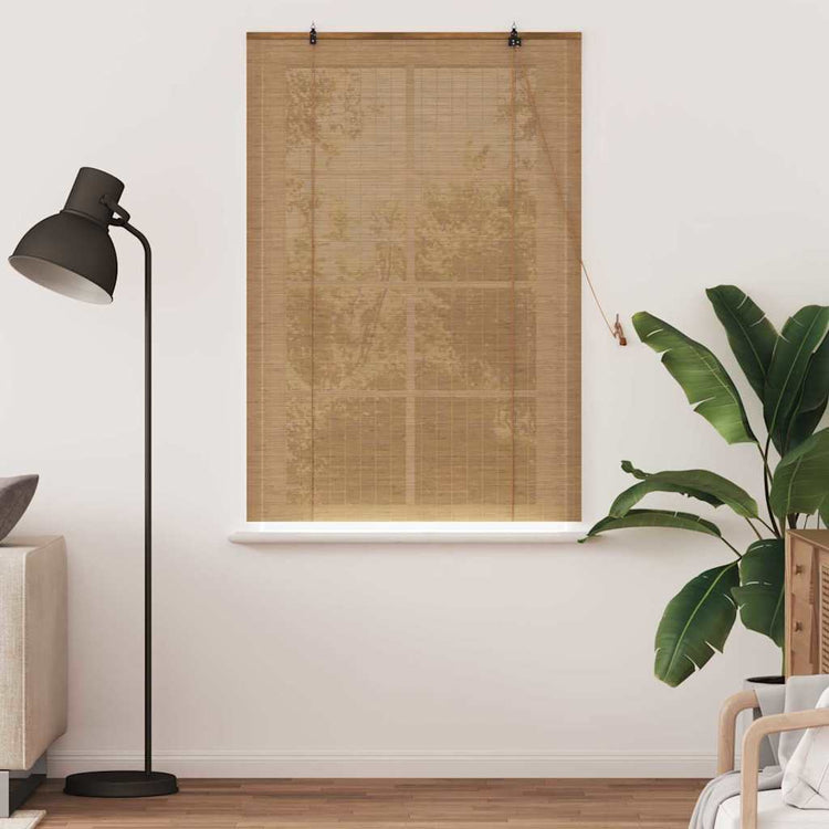 VidaXL store enrouleur avec rideaux marron 100 x 160 cm bambou