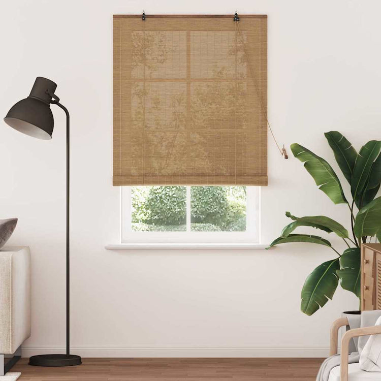 VidaXL store enrouleur avec rideaux marron 100 x 220 cm bambou