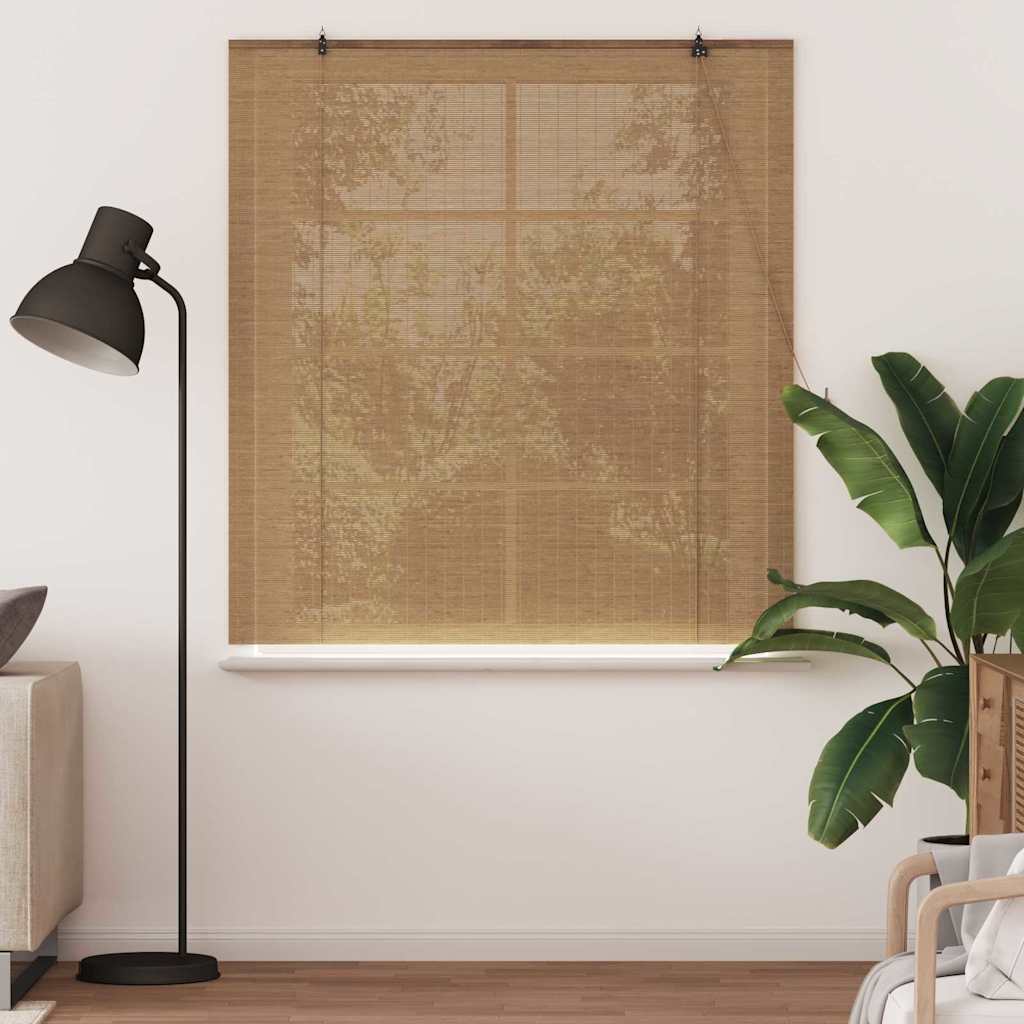 Vidaxx store enrouleur avec rideaux marron 140 x 160 cm bambou