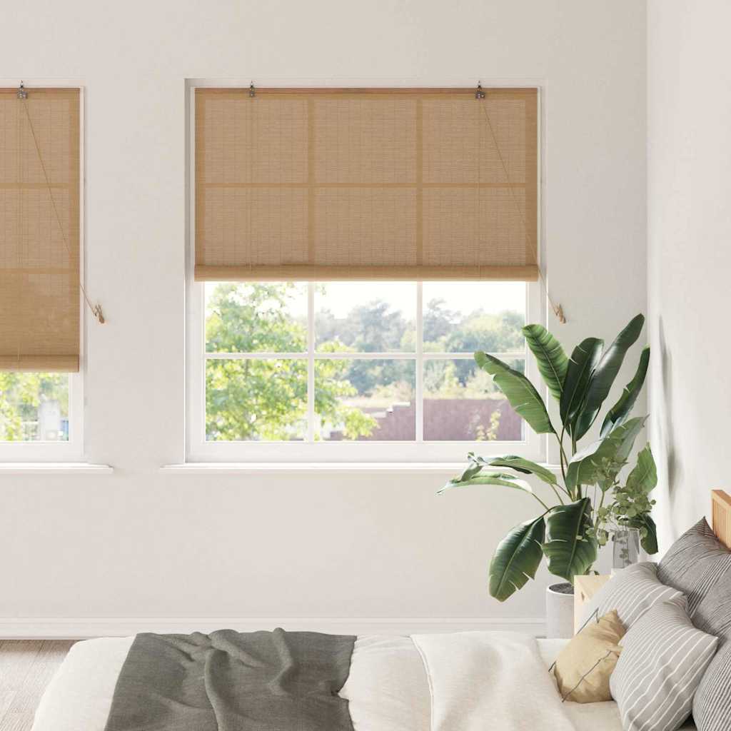 Vidaxx store enrouleur avec rideaux marron 140 x 220 cm bambou