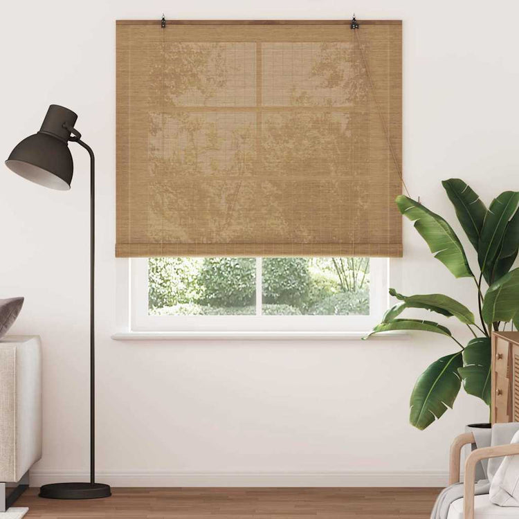 VidaXL store enrouleur avec rideaux marron 150 x 220 cm bambou