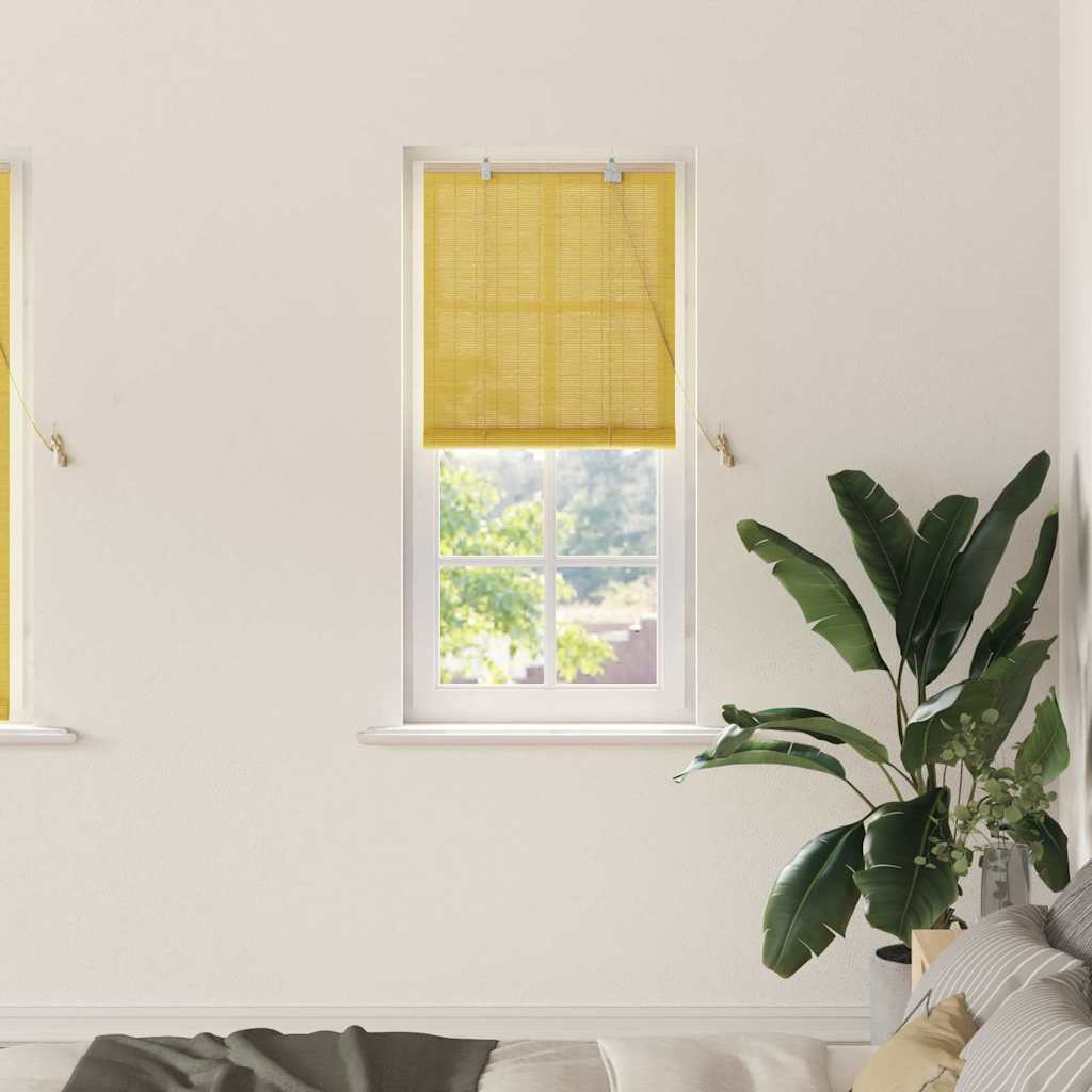 Vidaxxl store enrouleur avec rideaux jaune 60 x 160 cm bambou