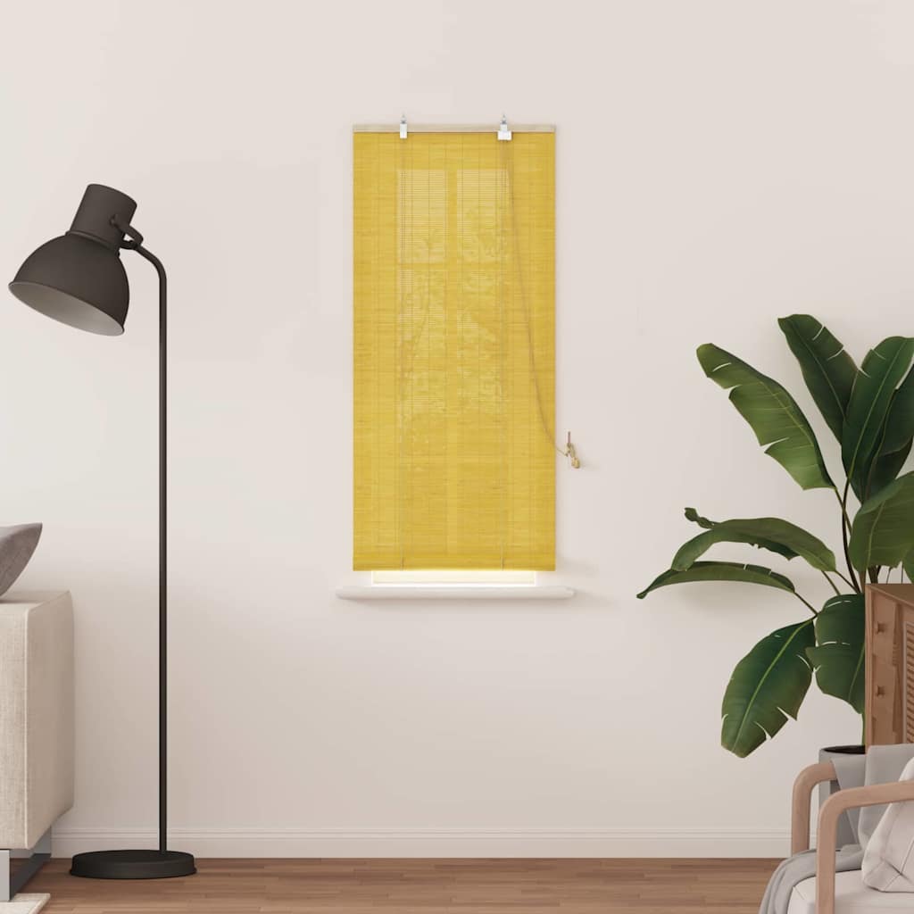 Vidaxxl store enrouleur avec rideaux jaune 60 x 160 cm bambou
