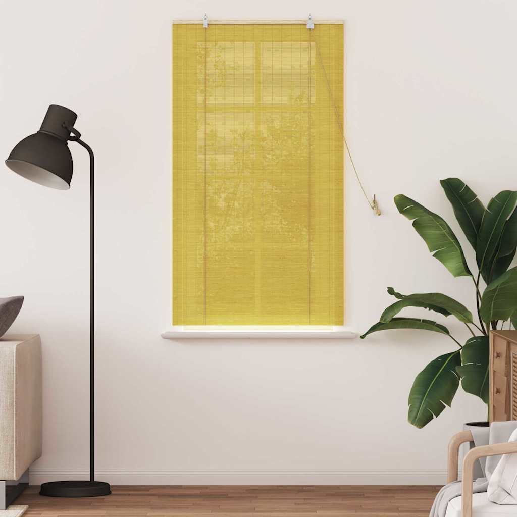 Vidaxxl store enrouleur avec rideaux jaune 80 x 160 cm bambou